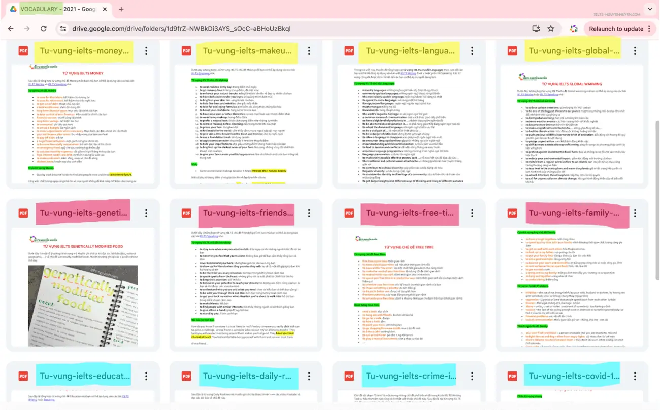 Từ vựng IELTS theo chủ đề - Nguyễn Huyền IELTS
