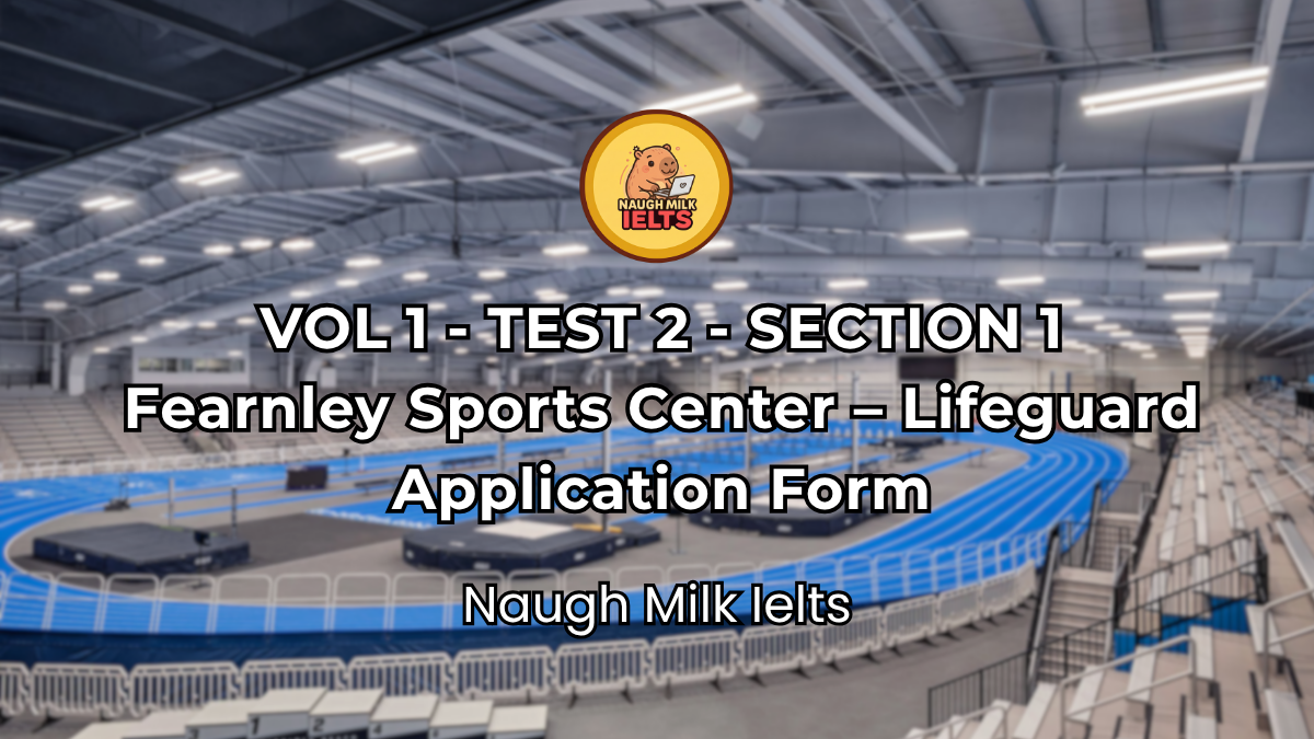 VOLUME 1 - TEST 2 - SECTION 1: Fearnley Sports Center – Lifeguard Application Form
